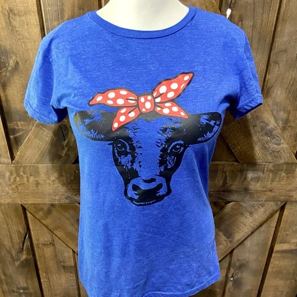 Blue Highland Heifer Short Sleeve Tee Sz M - Picture 8 of 14